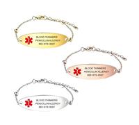 GSTFY Personalised Medical Alert Bracelet with Engraved Medical Information | Stainless Steel Emergency Medical Bracelet, Mother's Day Christmas Birthday Gift for Women Mother Grandmother Family