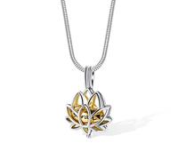 GSTFY Personalised Name Urn Necklace For Ashes Stainless Steel Lotus Flower Custom Engraved Ashes Necklace Human Pet Dog Cat Keepsake Cremation Jewellery Gifts For Women Men 4 Colors