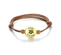 GSTFY Personalised Pet Paw Print Bracelet Adjustable Bracelet with Engraved Name/Date/Text Puppy Dog Cat Animal Loss Memorial Sympathy Remembrance Keepsake Gifts for Pet Owners Lovers
