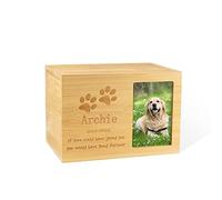 GSTFY Personalised Pet Urns Wooden Dog/Cat Ashes Box with Photo and Engraved Text Memorial Sympathy Keepsake Remembrance Gift for Pet Lovers Grieving Owners
