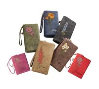 GSTFY Personalised Purses for Women Leather Customise Name Watercolor Birth Flower Ladies Purse Mother Wallet with Card Holder Wrist Strap Birthday Gifts for Grandma Her Long/Short Style