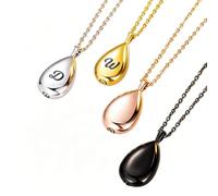 GSTFY Personalised Tiny Tear Drop Ashes Necklace Custom Urn Necklace for Ashes with Engraved Text Keepsake Memorial Condolence Gift for Women Men Grieving Owners