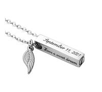 GSTFY Personalised Urn Necklace For Ashes Stainless Steel Bar Custom 1-4 Sides Engraved Ashes Necklace Human Pet Dog Cat Cremation Jewellery For Ashes Gifts For Women Men