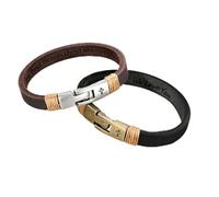 GSTFY Personalised Vintage Cross Genuine Leather Bracelet Custom Engraved Text Men's Bracelet Fathers Day Birthday Religious Christian Jewellery Gifts for Son Dad Boys Man Boyfriend Husband