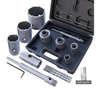 GSTK 10pcs Concrete Hole Saw Set (30mm, 40mm, 50mm, 65mm) with SDS Plus Shank Connecting Rod and 5pcs Dust Catchers, Concrete Hole Saw Kit for Stone, Brick, Wall