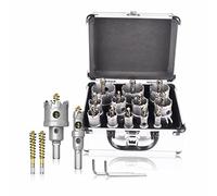 GSTK Upgrade Heavy Duty Carbide Hole Saw 14 Pcs,Metal Steel Hole Saw Drill Bit,TCT Hole Cutter,Alloy Hardness Upgrade, with 2*Extra Titanium Plated Pilot Center Drill and 2*L-Wrench
