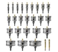 GSTK Upgraded 26 PCS Heavy Duty Carbide Hole Saw Set, Metal Steel Drill Bit, TCT Cutter, 24 Saws with 2*Extra Pilot Center Drills, Ideal for Metal, Iron, Stainless (1/2''- 3-15/16'')-26PCS