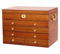 GSUNLEO Jewelry Box, 5-Layer Jewelry Organizer with 4 Drawers, Wooden Jewelry Storage Case with Hook and Lock for Women (Brown)