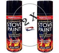 GSV Essentials 2x High-Temperature Black Matt Stove Paint, Heat Resistant, Non-Cracking, Fast Drying, Durable And Long Lasting, Ideal Use For Food Burners, BBQ’S, Stoves, 400ml