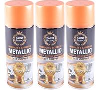 GSV Essentials 3 x All Purpose Copper Metallic Spray Paint, Interior & Exterior Gloss Finish, Deep Copper Effect Aerosol Paint for Metal, Wood, Plastic & DIY Crafts, Quick Drying - 400ml