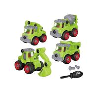 GSV Essentials 4-in-1 Construction Toy Truck Set, Buildable and Interactive, Educational Toy, Durable Plastic Construction, Easy Assembly with Screwdriver, Encourages Creativity and Imaginative Play