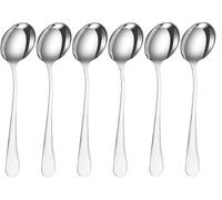 GSV Essentials 4 PCS Round Soup Spoons, Stainless Steel, Ideal for Parties, Buffet, Kitchen, Restaurant, Mirror Polished, Set of 6