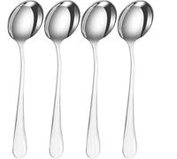 GSV Essentials 4 PCS Round Soup Spoons, Stainless Steel, Ideal for Parties, Buffet, Kitchen, Restaurant, Mirror Polished, Set of 4