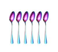 GSV Essentials 6X Stainless Steel Dinner Table Spoons, Durable Construction, Easy to Clean, Comfortable Grip, Ideal for Everyday Meals Or Special Occasions, Multipurpose Use, (Rainbow)