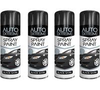 GSV Essentials All Purpose Black Satin Spray Paint, Quick-Drying Feature, Ideal For Outdoor Furniture, Garden Decorations, And Other Exterior Projects, 250ML (4PCS)