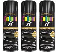 GSV Essentials Black Satin Spray Paint, Quick Drying Paint, Satin Finish, All Purpose Spray Paint for Interior & Exterior, Use on Metal, Plastic & Wood, 250ml (3 PCS)