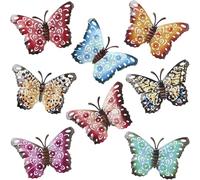 GSV Essentials Butterfly Fence Hangers Wall Décor, Colourful 3D Metal Butterfly Sculptures with Hooks, Indoor/Outdoor Decorations for Garden, Yard, Fence, Patio, Set of 8 Pcs