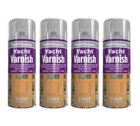 GSV Essentials Clear Gloss Yacht Varnish Spray, All Purpose Spray Varnish Paint, Satin Finish Wood Color Spray Paint ,Long Lasting Protection for Interior & Exterior Use, 400ml (4 PCS)