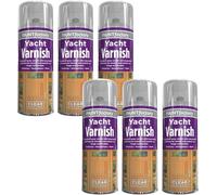 GSV Essentials Clear Gloss Yacht Varnish Spray, All Purpose Spray Varnish Paint, Satin Finish Wood Color Spray Paint ,Long Lasting Protection for Interior & Exterior Use, 250ml (6 PCS)
