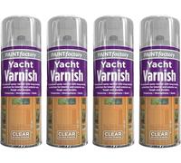 GSV Essentials Clear Gloss Yacht Varnish Spray Paint, All Purpose, Long Lasting Protection, Tough & Durable, 250ml (4 PCS)