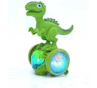 GSV Essentials Dinosaur Balance Car Toy, LED Lights Music Sound, Toddler Toys, 360° Rotation, Bump & Go Stunt Car, Safe Toys for Kids, Battery Operated, Green