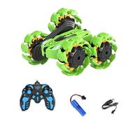 GSV Essentials Double-Sided Remote Control Stunt Car for Kids, 360° Rotation & 180° Flip, 2.4GHz Off-Road Drift Vehicle with LED Lights, Durable Shockproof RC Climbing Car, Dual-Sided Design (Green)