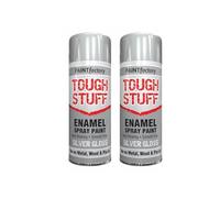 GSV Essentials Enamel Silver Gloss Spray Paint, Fast-Drying And Durable, Ideal For Metal, Wood, Plastic, Furniture, Easy To Apply, Interior And Exterior Use, 400ml, (2 Pcs)