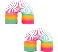 GSV Essentials Expandable Neon Magic Spring, Rainbow Bouncy Stretchy Slinky, Multicolour Fidget Mini Toys, Fun Kids Party Supplies, Plastic (2 PCS)