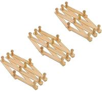 GSV Essentials Expandable Wall-Mounted Coat Rack, Wooden Hat & Cap Rack, Natural Pine, Bags & Accessories, 10 Peg Hooks (3 PCS)