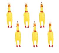 GSV Essentials Funny Yellow Rubber Chicken Dog Toy, Durable Interactive Pet Toy, Soft Flexible Squeaker Chicken for Small, Boredom Relief & Training Reward (6 pcs)