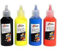 GSV Essentials Glass Art Paint, Quick Drying, Non-Cracking, Durable And Washable, Vibrant Colour, Ideal Use For Decoration, Projects, Creating Mosaics, Long Lasting, Pack Of 4, 22ml