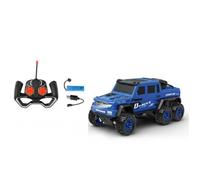 GSV Essentials High Speed 6WD RC Off-Road Truck Toy, Rechargeable Remote Control Car with Flashing LED Lights, Durable 6-Wheel Drive Racing Vehicle with USB Charging, (Blue)