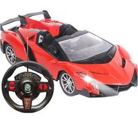 GSV Essentials High-Speed Remote-Control Sports Car with Steering Wheel Controller - Realistic Design, LED Lights, and Smooth Performance for Kids and Adults
