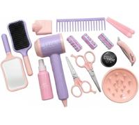 GSV Essentials Kids Beauty Salon Hair Styling Set, 13-Piece Pretend Play Hairdresser Kit with Toy Hairdryer, Brush, Comb, Scissors & Mirror, Imaginative Role Play Gift Ages 3+