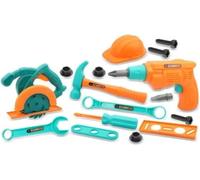 GSV Essentials Kids Construction Tool Set, Educational Builder Toy with Pretend Electric Drill, Helmet, Hammer, Screwdriver, Safe & Durable DIY Repair Kit for Boys & Girls Ages 3+