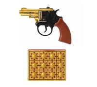 GSV Essentials Kids Cowboy Cap G-u-n 8-Shot Ring Blaster with 72 Caps (9 Rings), Plastic Western-Style Toy Revolver for Dress-Up, Role Play, and Safe Pretend Shooting Fun