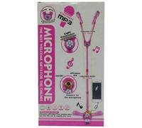 GSV Essentials Kids Microphone With Adjustable Stand, Karaoke Machine, Flashing Led Stage Lights, Mp3 Player Jack, Vibrant Colour, Eye Catching Design, Fun & Educational, Pink