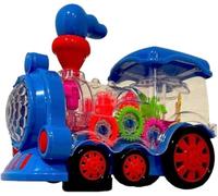 GSV Essentials Kids Train with Flashing Lights, Music, Transparent Engine, Universal Walking Gear, Durable Plastic, Mini Train