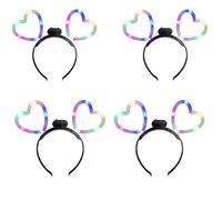 GSV Essentials LED Heart Headband for Kids, Light-Up Glow Party Accessory with Batteries Included, Fun Costume & Dress-Up Hairband for Girls. (4 PCS)