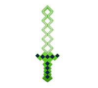 GSV Essentials LED Light-Up Pixel Sword for Kids, Glowing Toy Weapon with Multicoloured Blade Blocky Handle, Party Favour for Birthdays, Halloween, Gaming Events & Costume Accessories (Green)