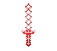 GSV Essentials LED Light-Up Pixel Sword for Kids, Glowing Toy Weapon with Multicoloured Blade Blocky Handle, Party Favour for Birthdays, Halloween, Gaming Events & Costume Accessories (Red)