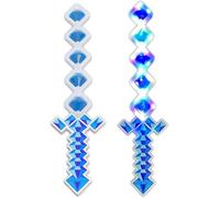 GSV Essentials LED Light-Up Pixel Sword , Vibrant, Safe, and Fun Toy Sword for Kids, Retro 8-Bit Light Up Pixel, 3 Flashing Light Modes, Pretend Play and Parties (24inch)