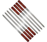 GSV Essentials Long BBQ Skewers, Wooden Ergonomic Handel, Flat Design, Heat Resistant, Portable and Lightweight, Ideal Use for BBQ, Cocktail Party, Outdoor Grilling (8pcs)