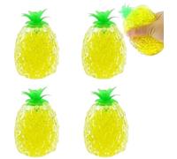 GSV Essentials Pineapple Squishy Toy, Focus Enhancement, Hand-Eye Coordination, Comfortable Squeezing, Lightweight And Portable, Stress Relief Toy, Eye Catching Design, Soft And Stretchable (4 Pcs)