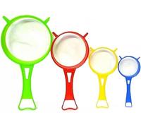 GSV Essentials Plastic Kitchen Strainer Sieve, Fine Mesh Design, Strainer Colander, Lightweight, Easy to Clean, Versatile Kitchen Tool, Easy Hanging, Comfortable to Hold (4 PCS)