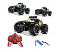 GSV Essentials Remote Control Monster Truck Toy for Kids, 4WD High-Speed Off-Road RC Car with LED Headlights, Anti-Skid Big Wheels, 2.4GHz Remote, USB Rechargeable, Random colour
