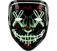 GSV Essentials Scary LED Halloween Mask, Light Up Mask, Party Mask, Comfortable and Lightweight Design, Masks for Men Women Kids, (Green Black)