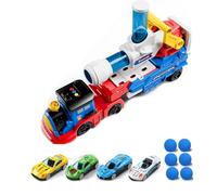 GSV Essentials Shooting Train Playset for Kids, 2-in-1 Electric Train & Car Launcher Toy with Lights & Sounds, Educational STEM Learning Toy, Interactive Action Playset for Boys & Girls