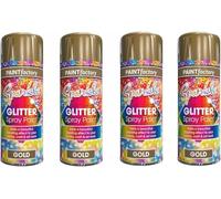 GSV Essentials Sparkle Glitter Spray Paint, Gold Shimmer Finish, Quick-Drying, Adds a Dazzling Effect for Crafts, Art, Décor, and DIY Projects, Easy to Use, 200ml (Pack of 4)