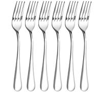 GSV Essentials Stainless Steel Fork Set, Silver Flatware Dinner Forks, Polished & Durable Cutlery, Dishwasher Safe, Elegant Design for Everyday Dining, Special Occasions, Parties, (6Pcs)